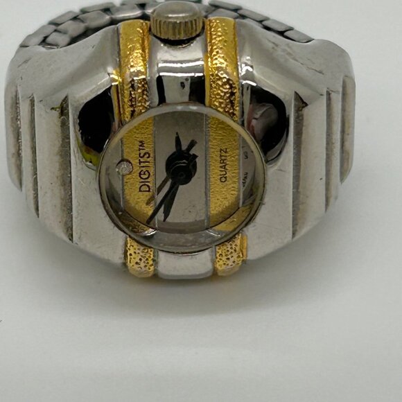 Digits Quartz Two-Tone Adjustable Watch Ring Japan Movement  READ Works - Picture 3 of 12